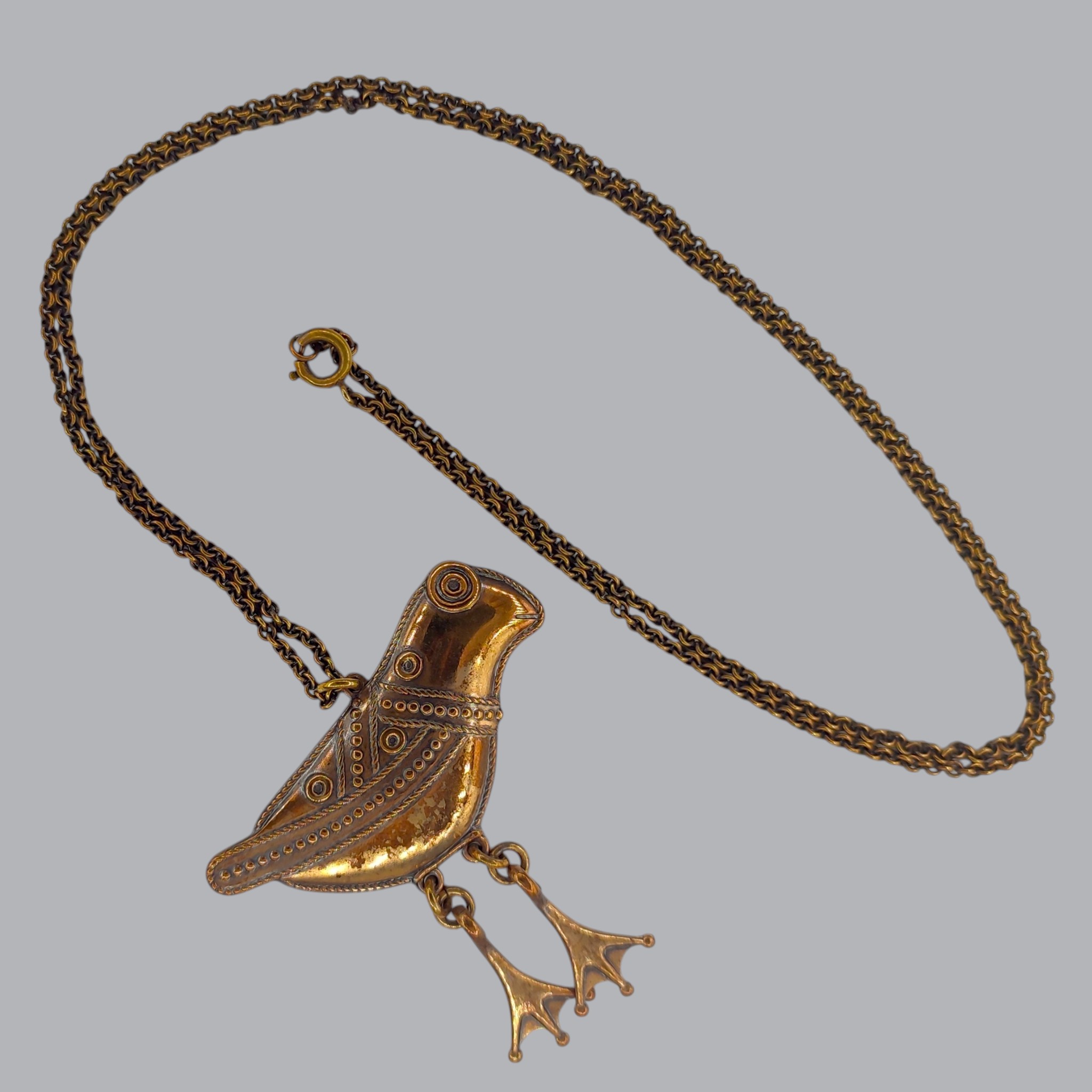 FINNISH 1960s HATTULAN LINTU BRONZE NECKLACE BY KALEVALA #9114