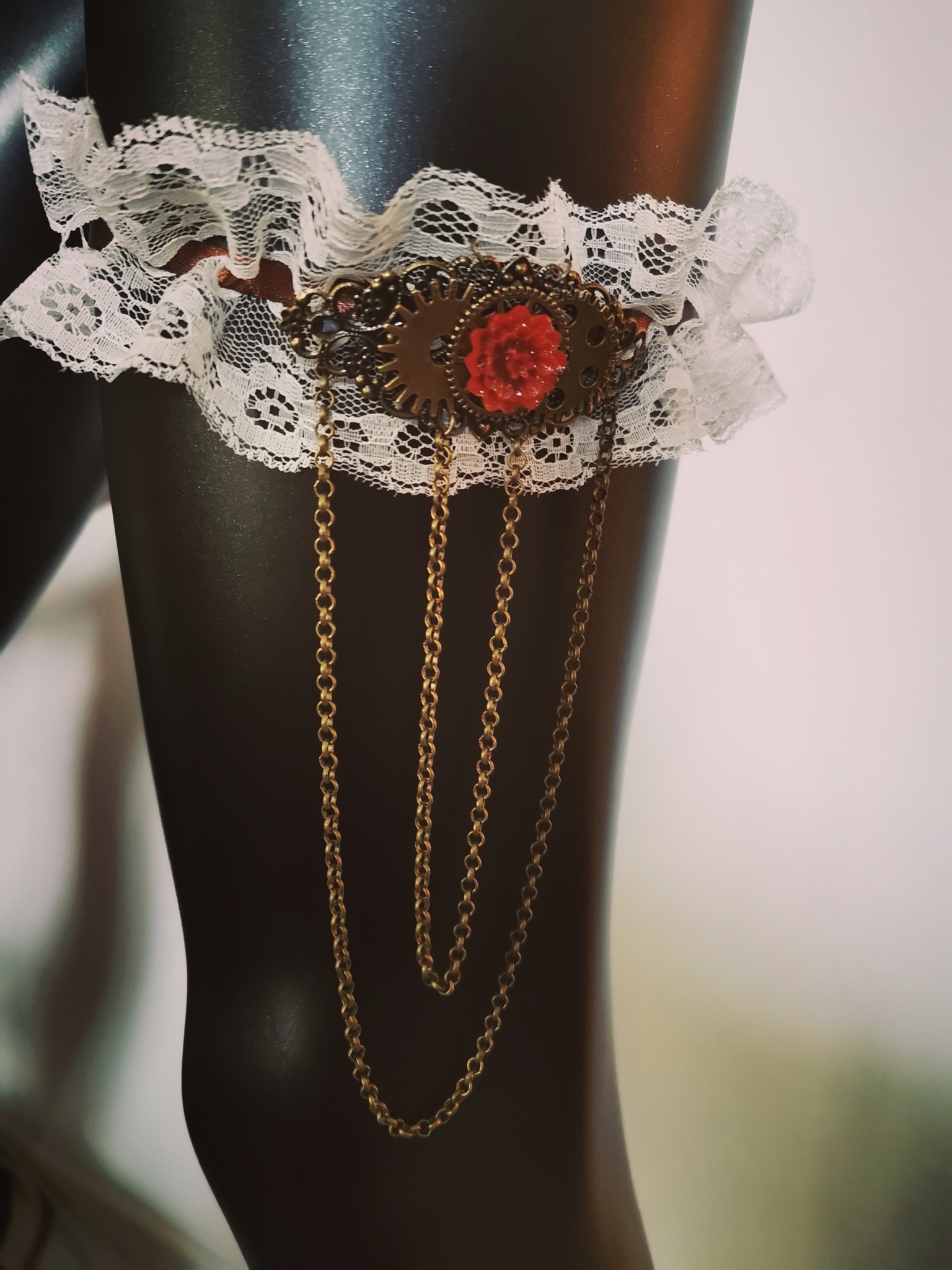 Steampunk garter  Glimmering Deep Design