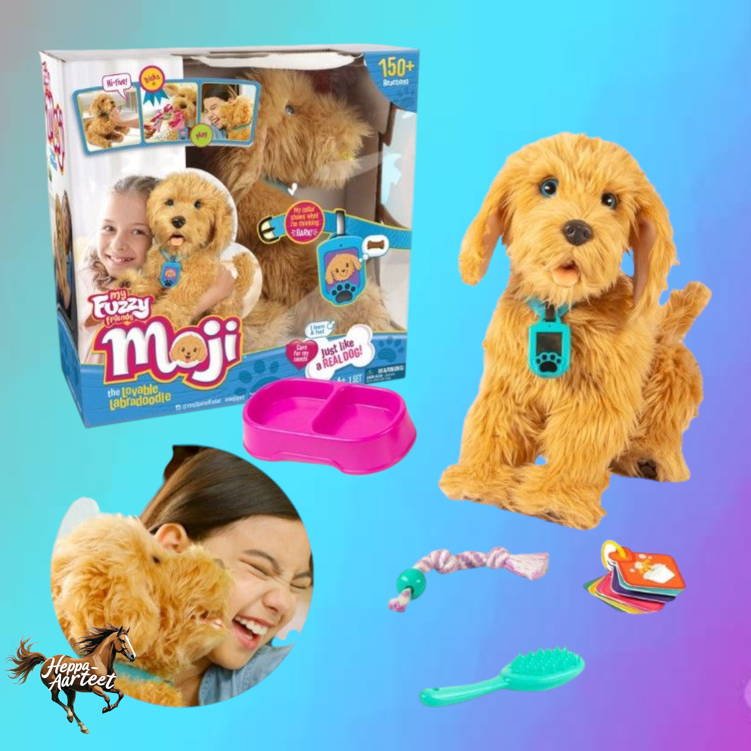 My Fuzzy Friends Moji – Labradoodle Interactif En Peluche – Réagit Aux Caresses Et à La Voix – 10 Commandes – Avec Collier Emoji